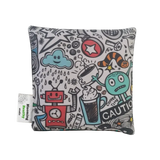 Handmade Kids Heat & Cold Pack featuring a crazy scribble print, filled with Australian-grown lupin seeds for natural relief from bumps, bruises and growing pains.